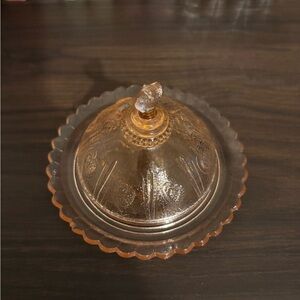 Vintage depression Glass Container with Lid